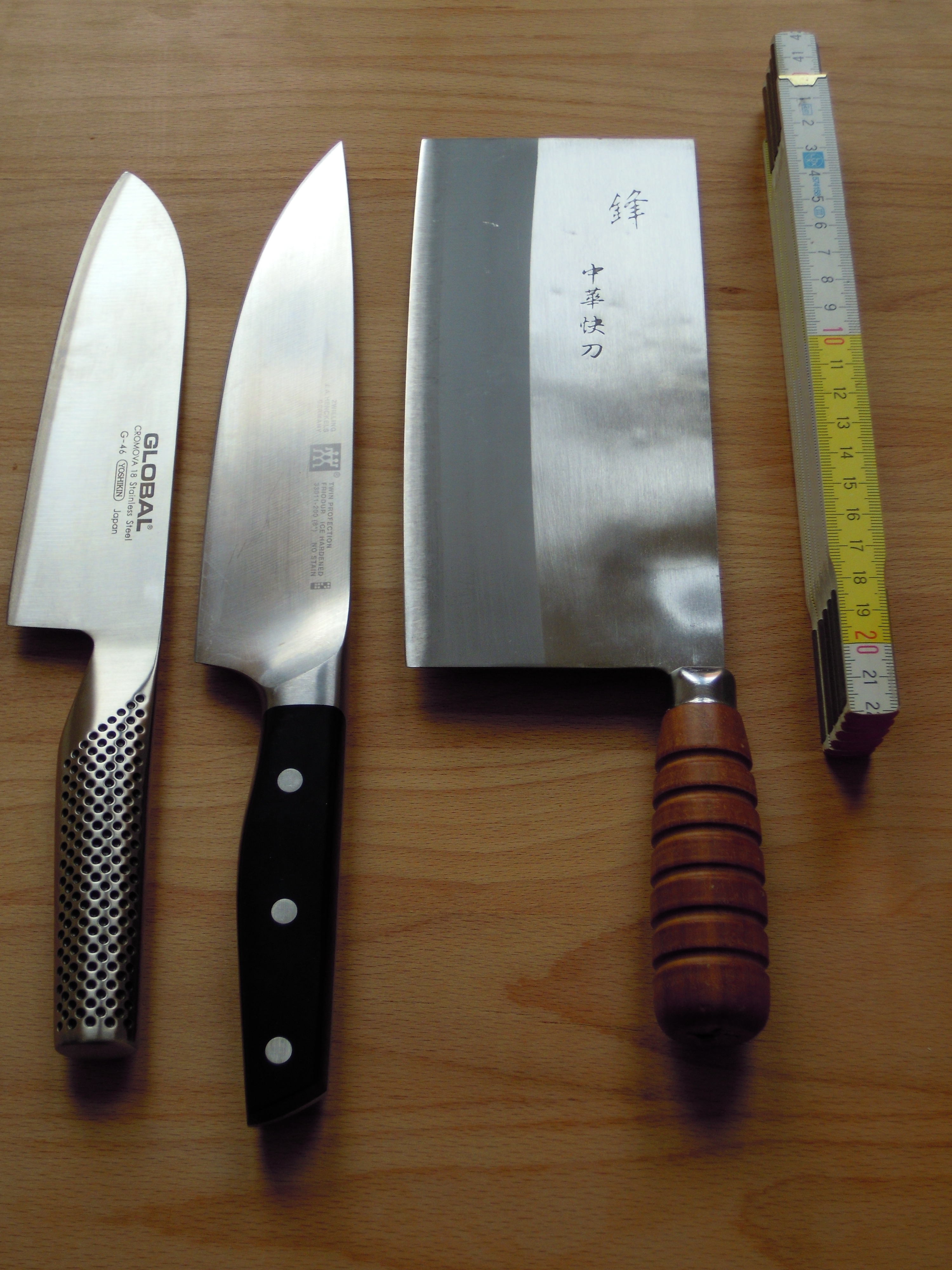 German Japanese and Chinese chef knives