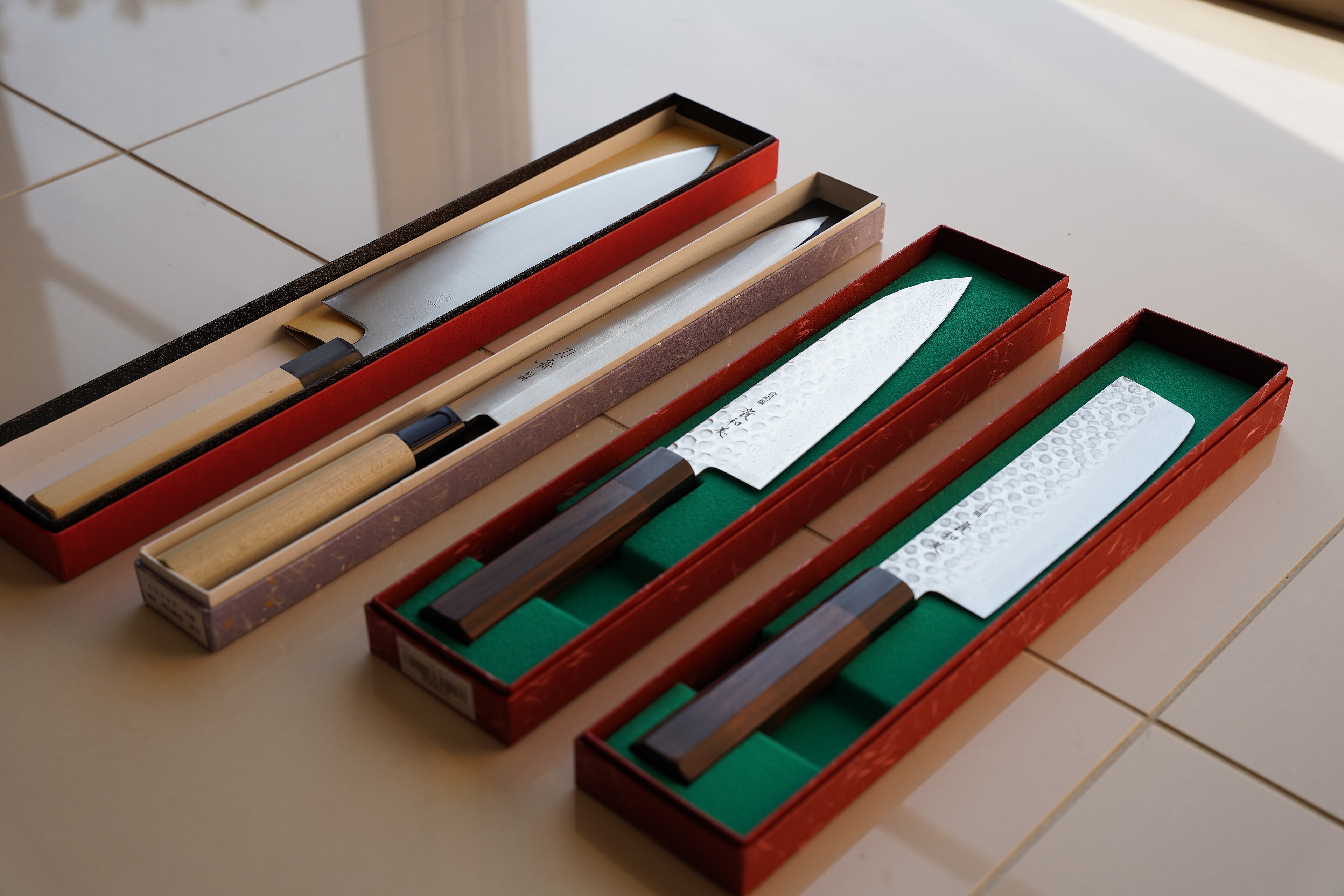 Japanese knife profiles side angle