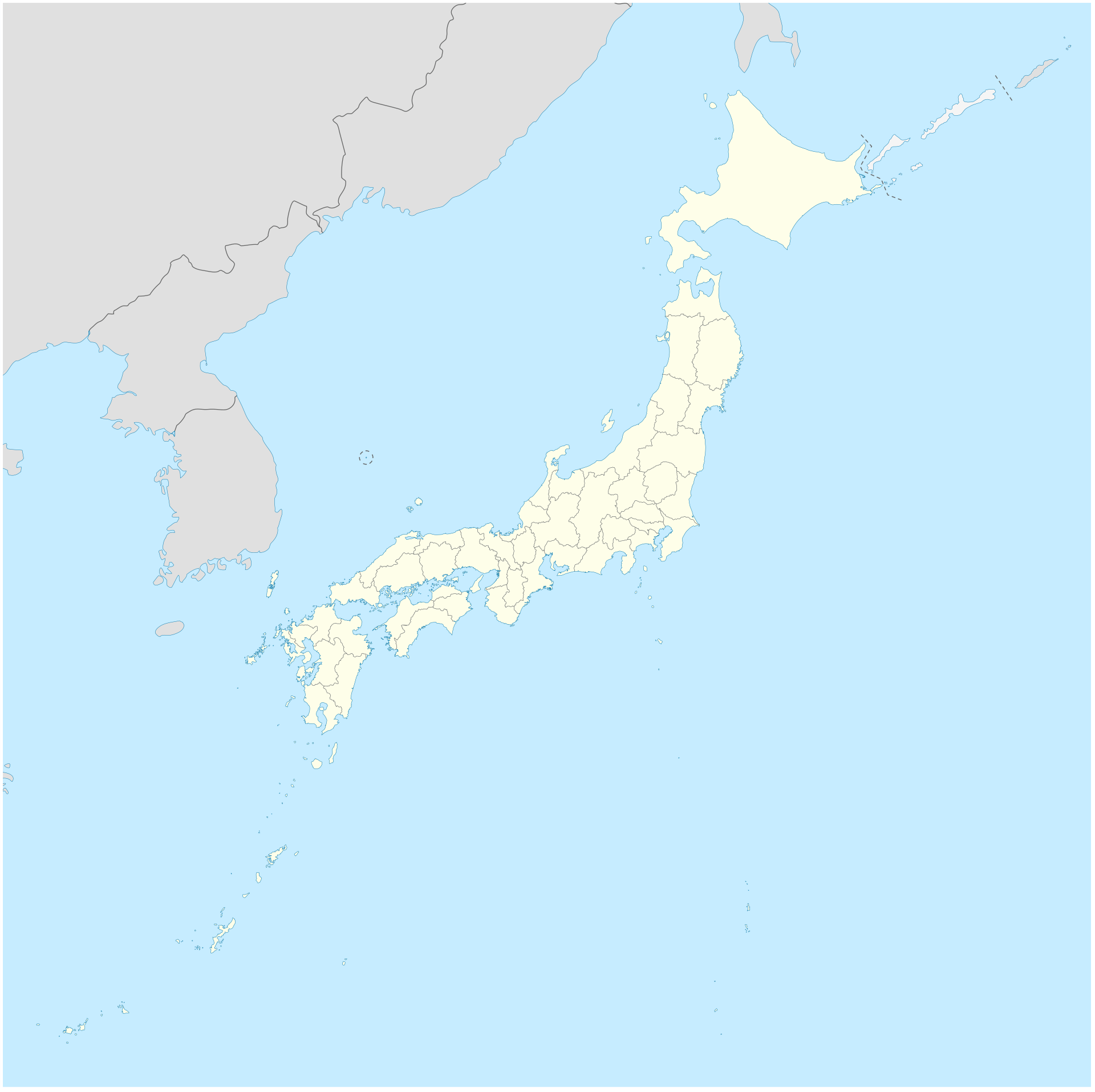 Minimal Japan knife regions map